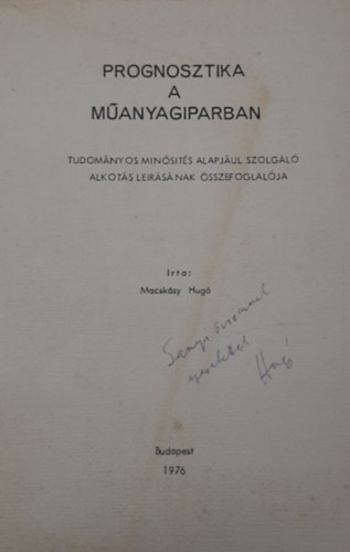 Prognosztika a manyagiparban