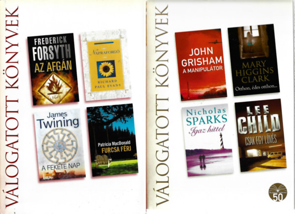 2 db Reader's Digest Válogatott Könyvek, Az afgán - Napraforgó - A fekete nap - Furcsa férj, A manipulátor - Otthon, édes otthon - Igaz hittel - Csak egy lövés