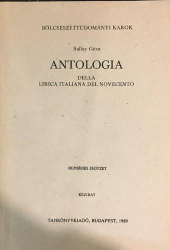 Sallay Gza - Antologia della lirica italiana del novecento