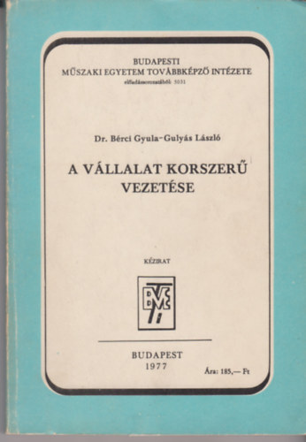 A vllalat korszer vezetse