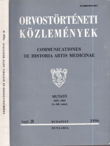 Orvostörténeti Közlemények Suppl. 20 Mutató 1955-1995 (1-148. szám) - 1996