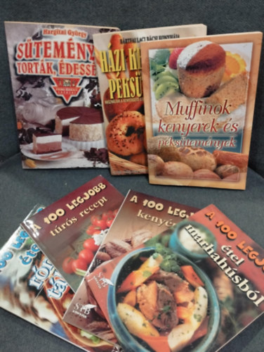 Ismeretlen Szerző - Szakácskönyv KÖNYVMENTŐ AJÁNLAT- 7 db: A 100 legjobb étel római tálban, A 100 legjobb túrós recept, A 100 legjobb kenyérféle, A 100 legjobb étel marhahúsból, Muffinok kenyerek és péksütemények, Házi kenyerek és péksütemények,