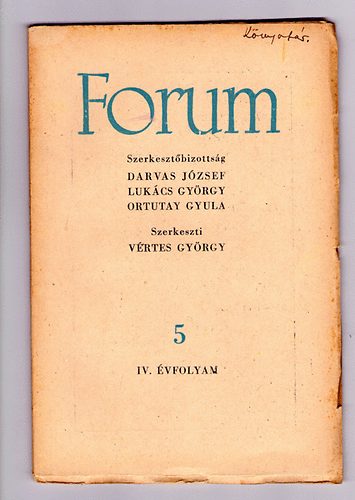 V�rtes Gy�rgy - Forum (foly�irat) 1949 m�jus