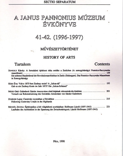 Sectio Separatum: A Janus Pannonius Mzeum vknyve 41-42. (1996-1997)
