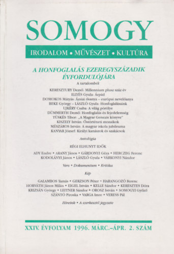 T�sk�s Tibor  (szerk.) - Somogy - Irodalom, m�v�szet, kult�ra - 1996. m�rc.-�pr. XXIV. �vf. 2. sz�m