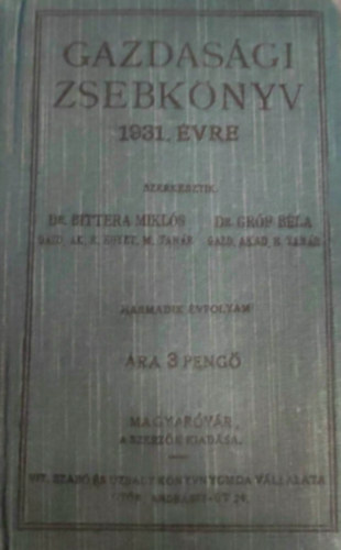 Gazdasgi zsebknyv 1931 vre