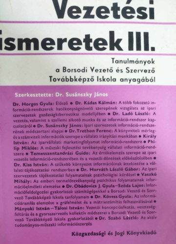 Dr. Susnszky Jnos - Vezetsi ismeretek III.