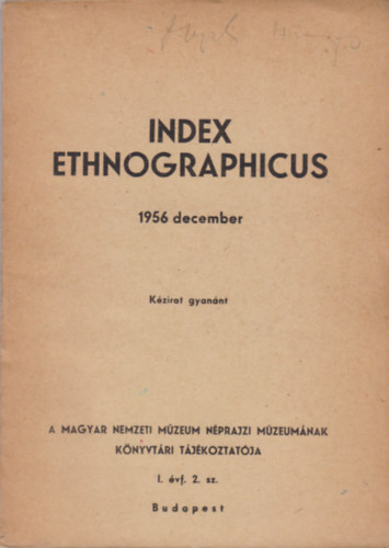 Index ethnographicus 1956 december - kzirat gyannt