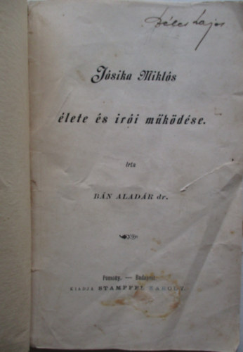 Jósika Miklós élete és írói működése