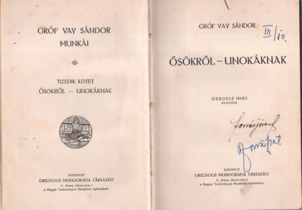 gr. Vay S�ndor - �s�kr�l-unok�knak