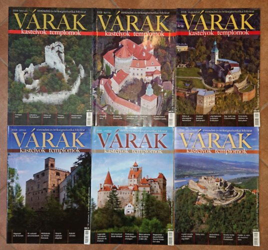 A várak, kastélyok, templomok című folyóirat 2008-as évfolyama: 2008. február, 2008. április, 2008. június, 2008. augusztus, 2008. október, 2008. december