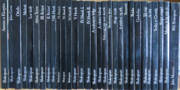 John Mortimer William Shakespeare - 30 db-os BBC Shakespeare-knyvcsomag (26 m 30 ktetben + John Mortimer: Will Shakespeare): IV. Henrik; V. Henrik; VI. Henrik; VIII. Henrik; II. Richrd; III. Richrd; Tli rege; Cymbeline; Pericles; Szonettek; A windsori vg nk; Ahogy tetsz
