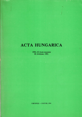 Acta Hungarica 1992. III. �vfolyam