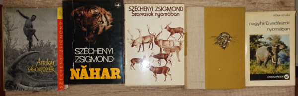 Róna István Széchenyi Zsigmond - 5 könyv a vadászatról: Nagyhírú vadászok nyomában, Csui!...,Szarvasok nyomában, Afrikai tábortüzek, Nahar