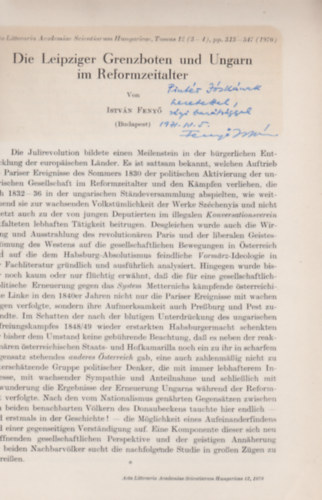 Feny� Istv�n - Die Leipziger Grenzboten und Ungarn im Reformzeitalter