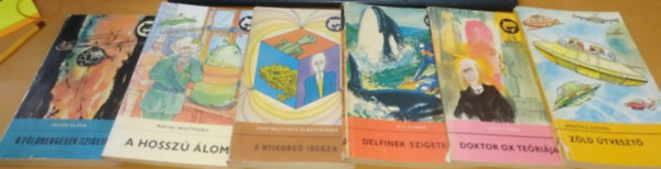 Maciej Wojtyszko, Anatolij Sztaszj, Jules Verne, A. C. Clarke Fehr Klra - 6 db Delfin sci-fi: A fldrengsek szigete; A hossz lom; A nyikorg idegen; Delfinek szigete; Doktor Ox terija; Zld tveszt