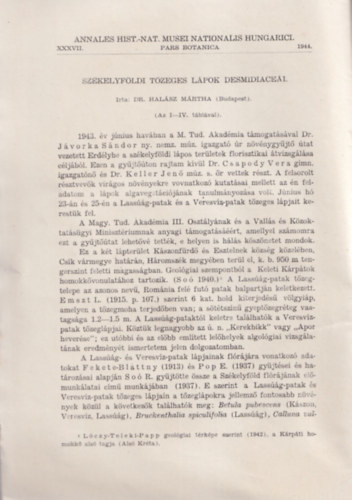 Dr. Hal�sz M�rtha - Sz�kelyf�ldi t�zeges l�pok desmidiace�i - k�l�nlenyomat