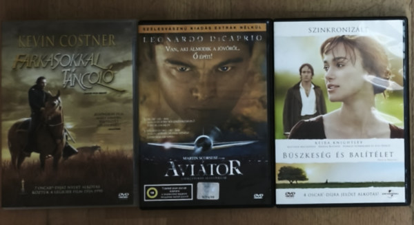 3db Oscar-díjas, Oscar-díjra jelölt film - Büszkeség és balítélet, Farkasokkal táncoló, Aviátor