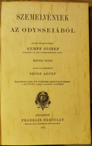 Sz�ke Adolf Kempf J�zsef - Szemelv�nyek az Odyssei�b�l