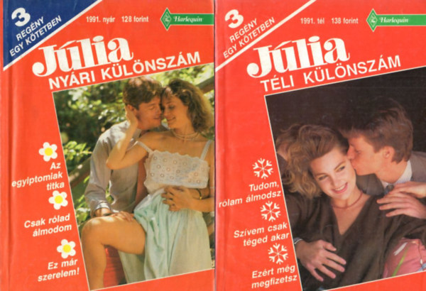 Carole Mortimer, Madeleine Kerr, Emma Darcy Melinda Cross - 3  db J�lia K�l�nsz�m: 1991. Ny�ri k�l�nsz�m + T�li k�l�nsz�m + �szi k�l�nsz�m