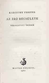 Karinthy Frigyes - Az r becslete