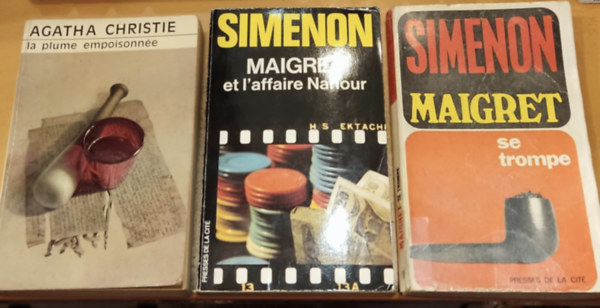 Agatha Christie Georges Simenon - 3 db krimi, francia nyelv: La plume empoisonne + Maigret se trompe + Maigret et l'affaire Nahour