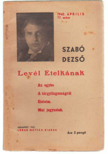 Szab� Dezs� - Lev�l Etelk�nak