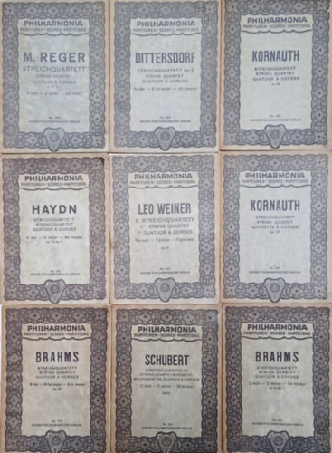 9 db kotta (M.Reger, Dittersdorf, Leo Weiner, Haydn, Schubert, Brahms, Kornauth)  (PHILHARMONIA)