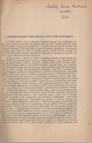 Fallenbchl Zoltn - A Szepesi Kamara tisztviseli a XVII-XVIII. szzadban - Dediklt- Klnlenyomat