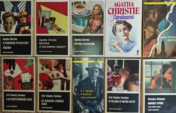 E. S. Gardner, Erle Stanley Gardner, Georges Simeon Agatha Christie - (10db) "Krimifaló" könyvcsomag: A titokzatos Stylesi eset + Függöny / Macska a Galambok között / Hétvégi gyilkosság / Cipruskoporsó / A fuldokló kacsa esete / A rettegő örökösök esete / Az alázatos zsaroló esete / A baglyok nem pisl
