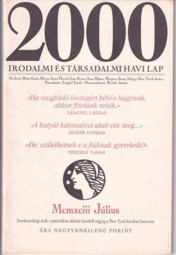 2000 Irodalmi �s T�rsadalmi Havi Lap - 1993. J�lius