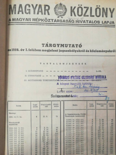 Magyar k�zl�ny 1966. teljes �vfolyam egybek�tve