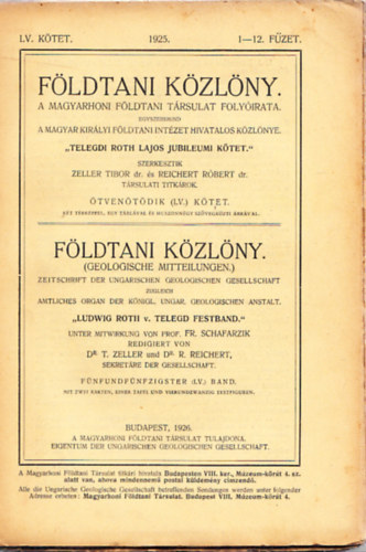 Fldtani kzlny 1925. LV. ktet 1-12.fzet