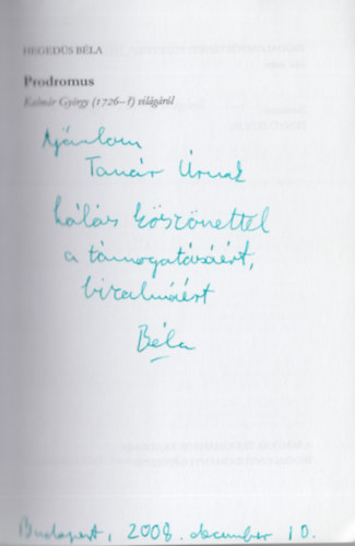 Prodromus - Kalmár György (1726-?) világáról (Dedikált)