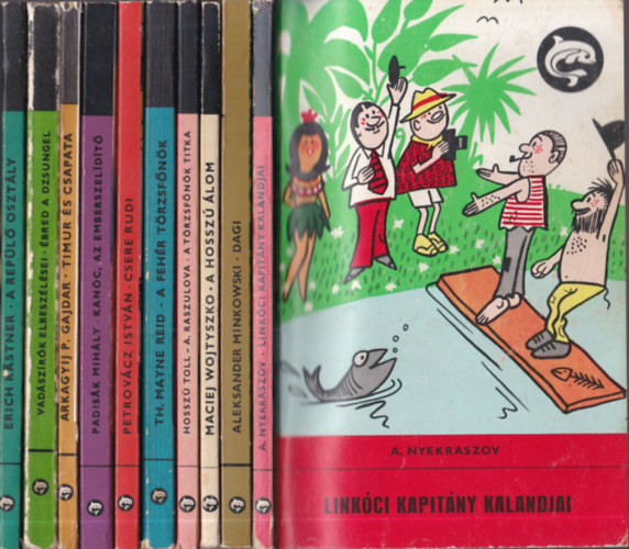 10 db Delfin K�nyv: Link�ci kapit�ny kalandjai + Dagi + A hossz� �lom + A t�rzsf�n�k titka + A feh�r t�rzsf�n�k + Csere Rudi + Kan�c, az emberszelid�t� + Timur �s csapata + �bred a dzsungel + A rep�l� oszt�ly