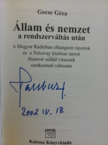 Gecse G�za - �llam �s nemzet a rendszerv�lt�s ut�n