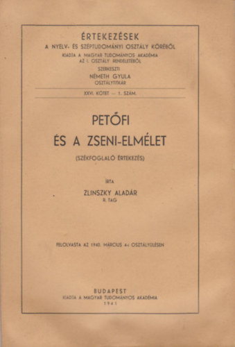 Zlinszky Alad�r - Pet�fi �s a zseni-elm�let
