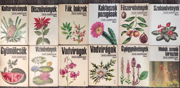 Búvár Zsebkönyvek - (12db) Búvár zsebkönyvek a növényvilágról: Kultúrnövények 1. / Dísznövények / Fák, bokrok / Kaktuszok, pozsgások / Fűszernövények / Szobanövények / Gyümölcsök / Vízinövények / Vadvirágok 1-2. / Gyógynövények / Mohák, zu