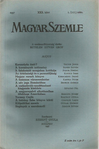 Magyar Szemle 1937. mjus XXX. ktet 1. (117) szm