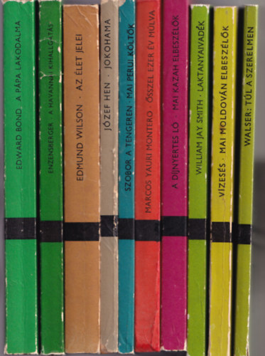 T�bb szerz� - 10 db k�nyv a Modern k�nyvt�r sorozatb�l: A havannai kihallgat�s +Az �let jelei +Jokohama +Szobor a tengeren +�sszel ezer �v m�lva +Mai Kazah elbesz�l�k +Laktanyaivad�k +Mai Moldov�n elbesz�l�k +T�l a szerelem +A p�pa lakodalma.