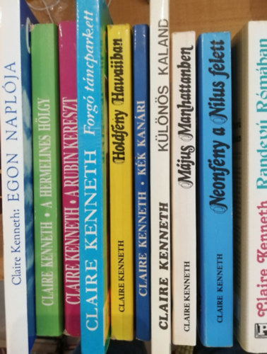 Claire Kenneth - 10 db Claire Kennethregény (Randevú Rómában, Neonfény a Nílus felett, Május Manhattanben, Különös kaland, Kék kanári, Holdfény Hawaiiban, Forgó táncparkett, Egon naplója, A rubin kereszt, A hermelines hölgy)
