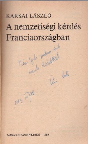Karsai Lszl - A nemzetisgi krds Franciaorszgban