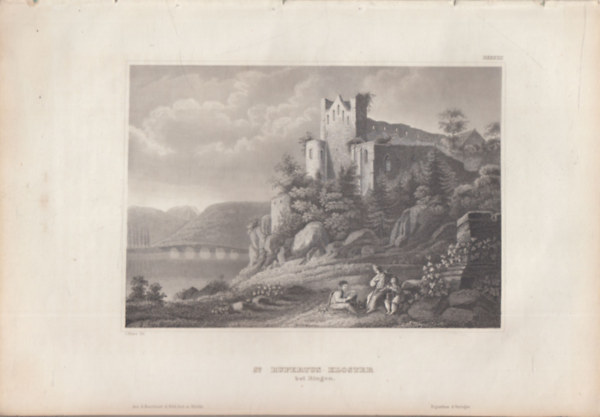 St Rupertus-Kloster (bei Bingen) (Rupertsberg kolostor, Bingen, Nmetorszg, Eurpa) (16x23,5 cm lapmret eredeti aclmetszet, 1856-bl)