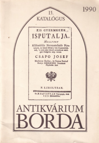 15. katal�gus - Borda Antikv�rium 1990