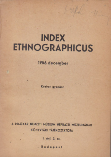 Index ethnographicus 1956 december - kzirat gyannt