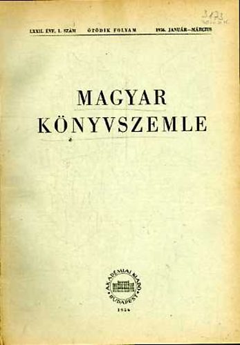 Khalmi Bla  (szerk.) - Magyar Knyvszemle 76. vf. 2. szm