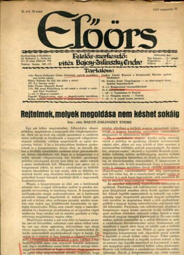 Elrs folyirat II. vf. 35. szm. 1929. augusztus 31.
