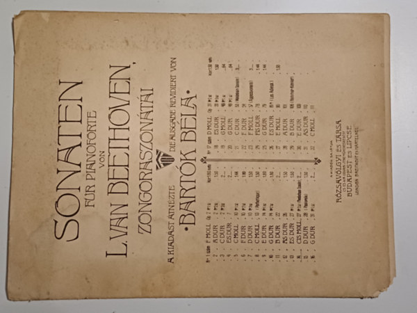 Átnézte:Bartók Béla - Sonaten für Pianoforte von L. van Beethoven - Op. 27. No. 2 Beethoven Zongoraszonátái