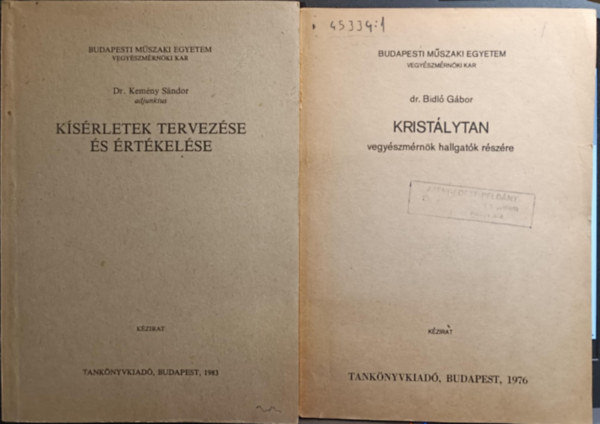 Dr. Dr. Bid� K�roly Kem�ny S�ndor - Vegy�szm�rn�ki k�nyvcsomag