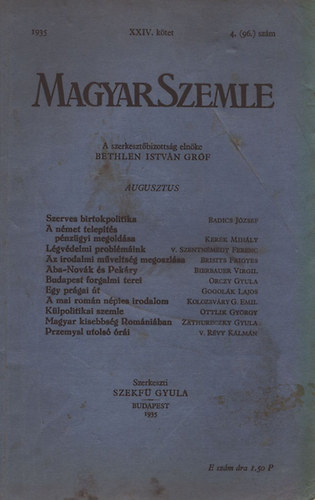 Magyar Szemle 1935. �v XXIV. k�tet 4.(96.) sz�m